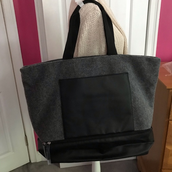 DSW Bags Dsw Wool Felt Tote Bag With Shoe Compartment Nwt Poshmark